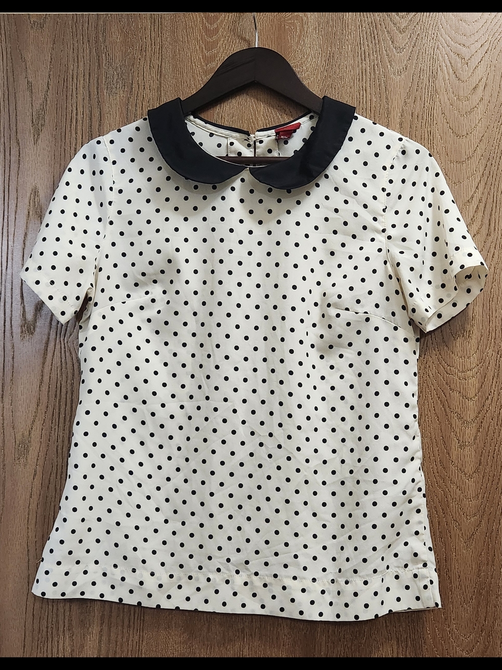 Merona Black Dot Peter Pan Collar Top in Ivory and Black